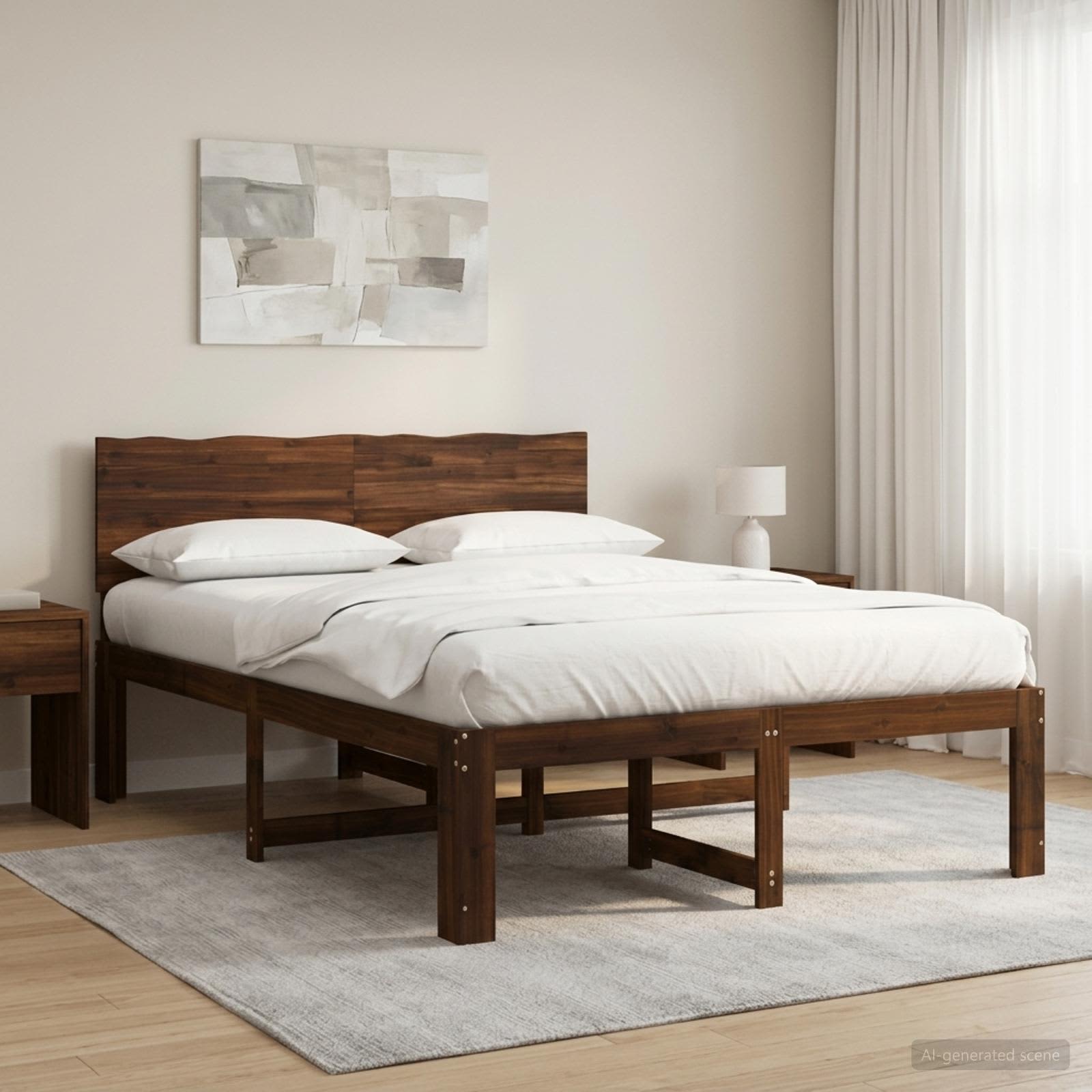 Tweepersoonsbed met hoofdeinde ROSTOCK Donkerbruin 150 x 200 cm