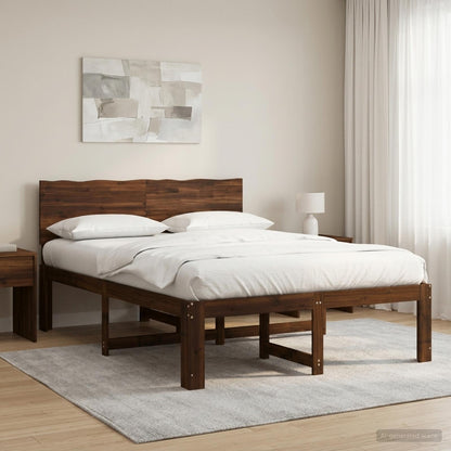 Tweepersoonsbed met hoofdeinde ROSTOCK Donkerbruin 150 x 200 cm