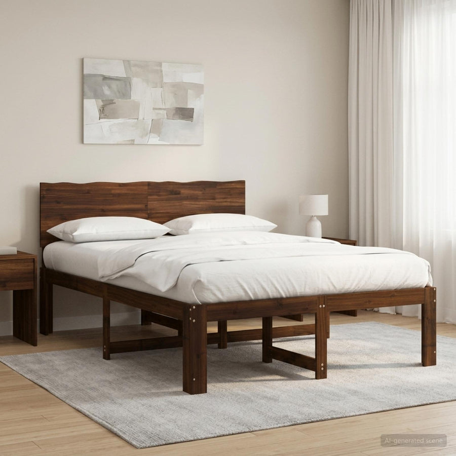 Tweepersoonsbed met hoofdeinde ROSTOCK Donkerbruin 150 x 200 cm