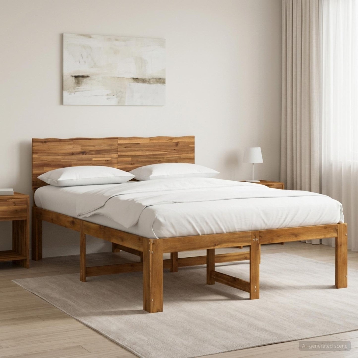 Tweepersoonsbed met hoofdeinde ROSTOCK Naturel 150 x 200 cm