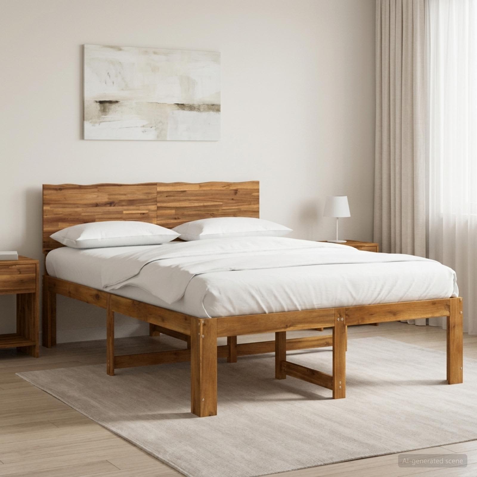 Tweepersoonsbed met hoofdeinde ROSTOCK Naturel 150 x 200 cm