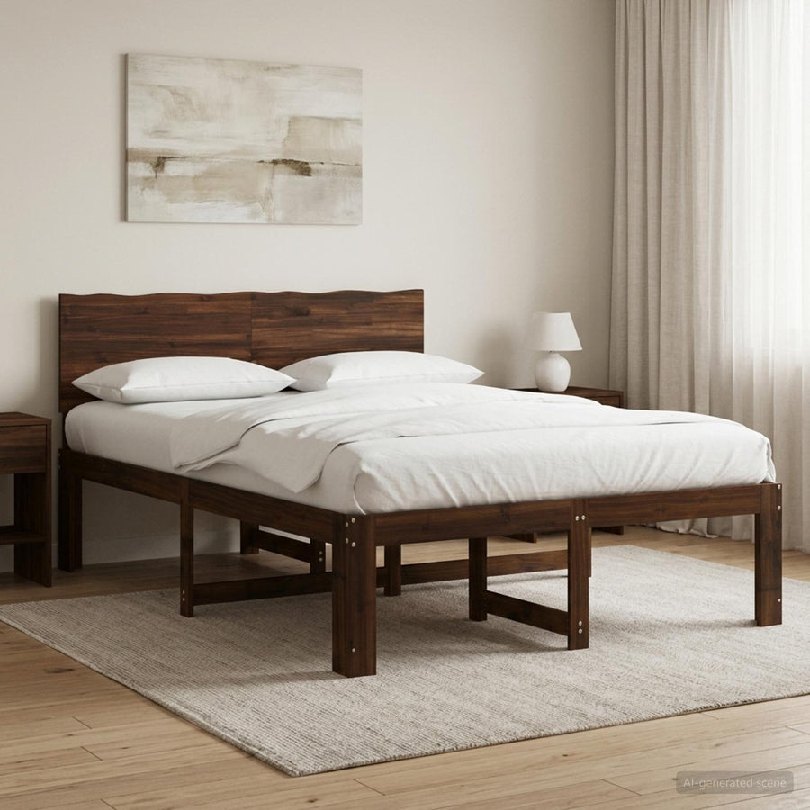 Tweepersoonsbed met hoofdeinde ROSTOCK Donkerbruin 160 x 200 cm