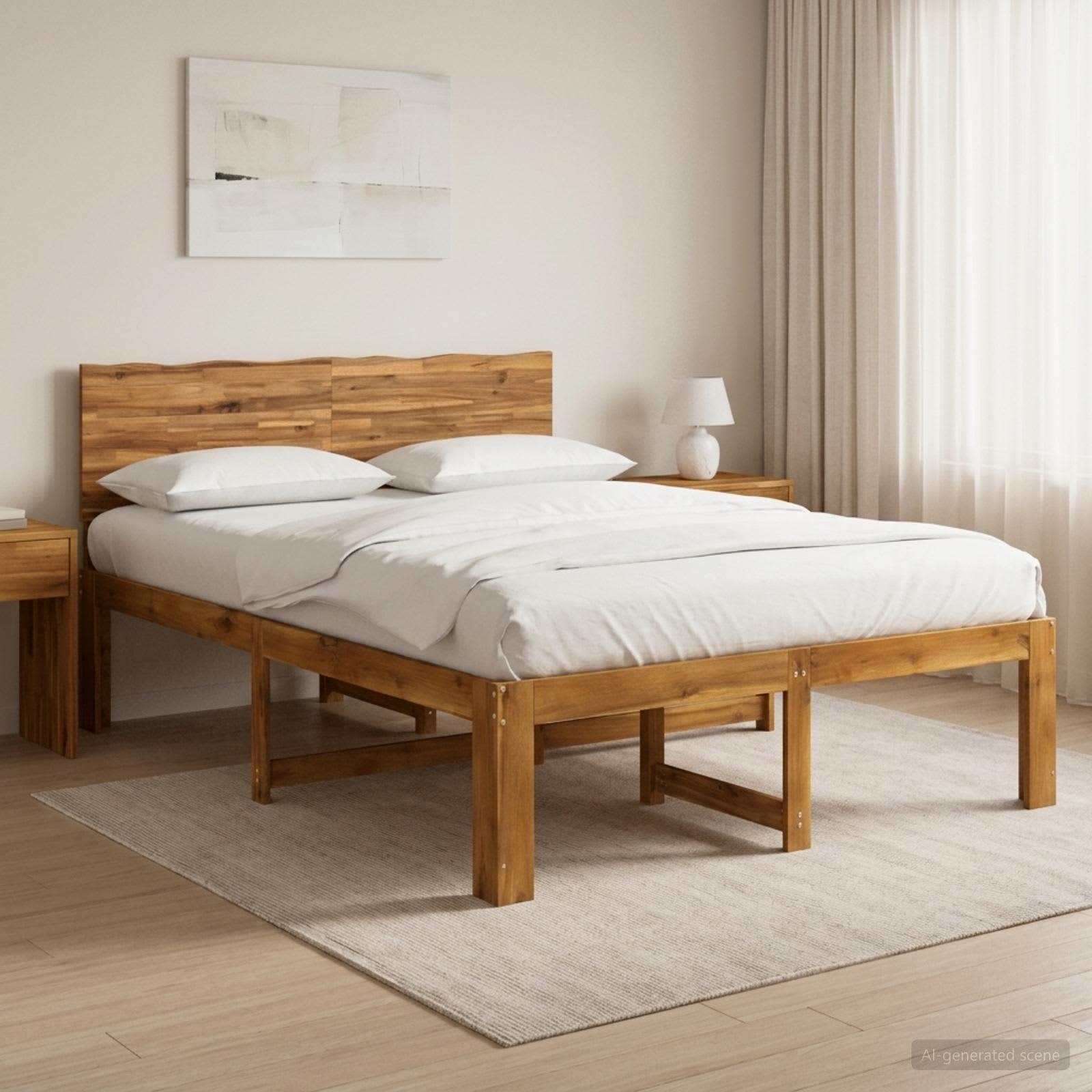 Tweepersoonsbed met hoofdeinde ROSTOCK Naturel 160 x 200 cm