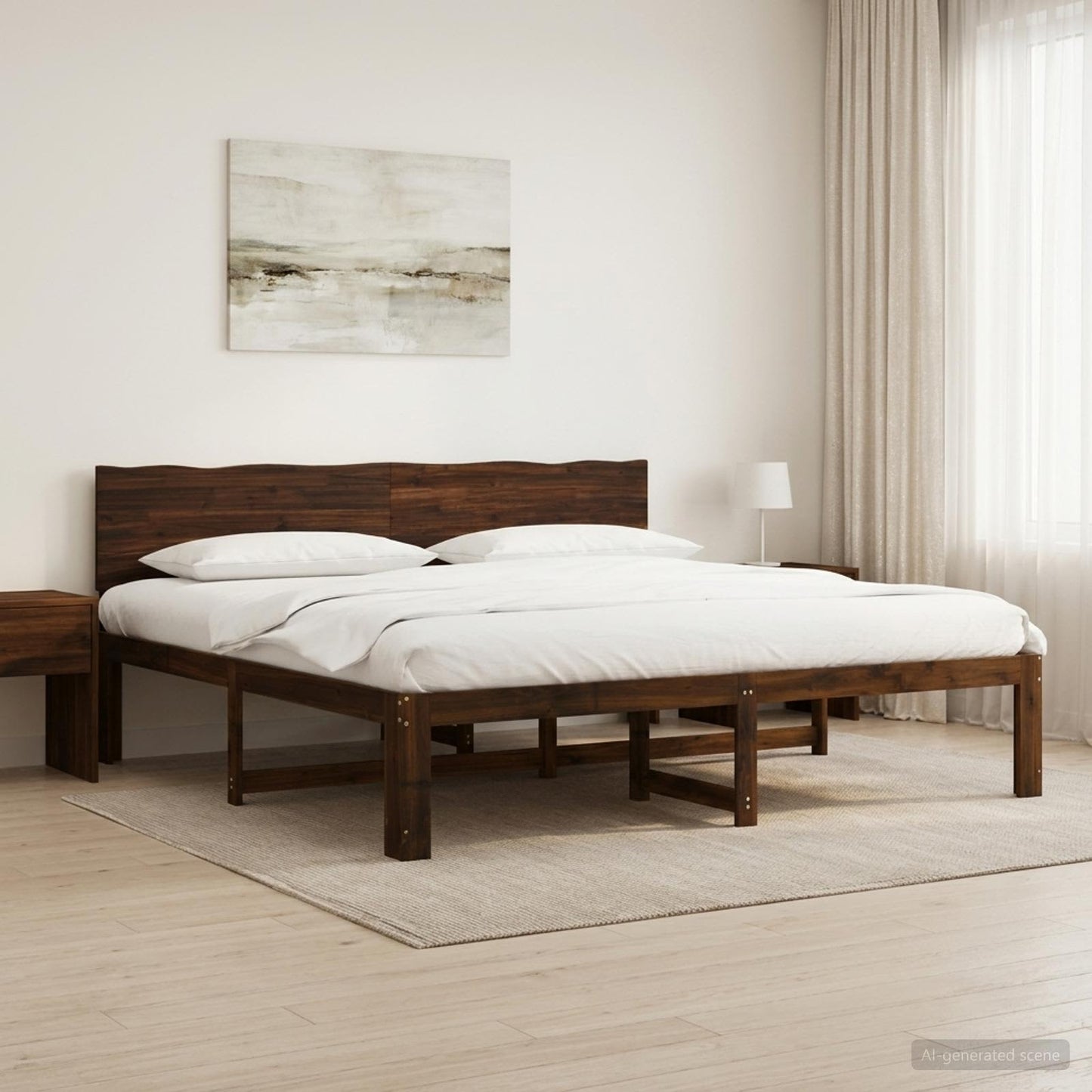 Tweepersoonsbed met hoofdeinde ROSTOCK Donkerbruin 180 x 200 cm