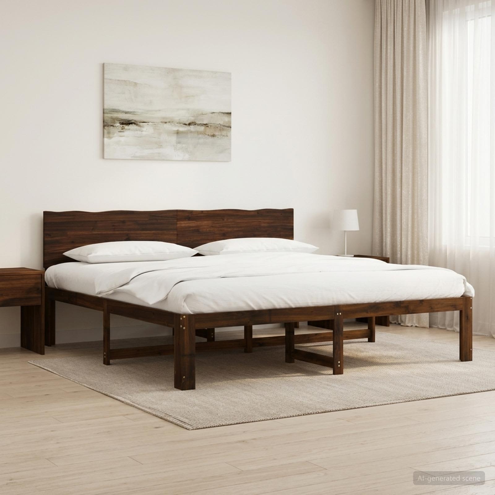 Tweepersoonsbed met hoofdeinde ROSTOCK Donkerbruin 180 x 200 cm