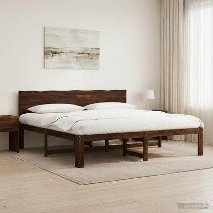 Tweepersoonsbed met hoofdeinde ROSTOCK Donkerbruin 180 x 200 cm