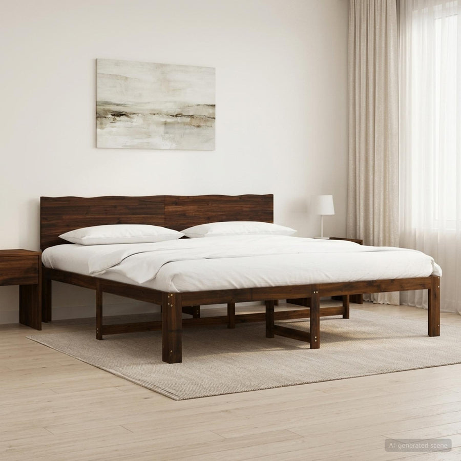Tweepersoonsbed met hoofdeinde ROSTOCK Donkerbruin 180 x 200 cm