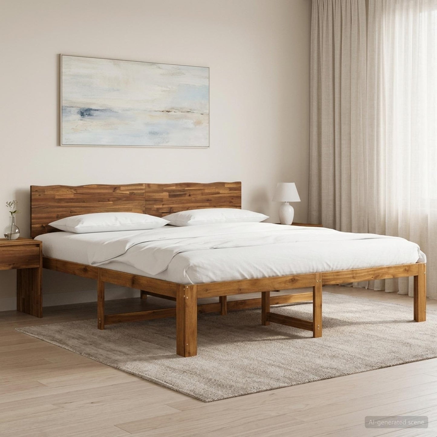 Tweepersoonsbed met hoofdeinde ROSTOCK Naturel 180 x 200 cm