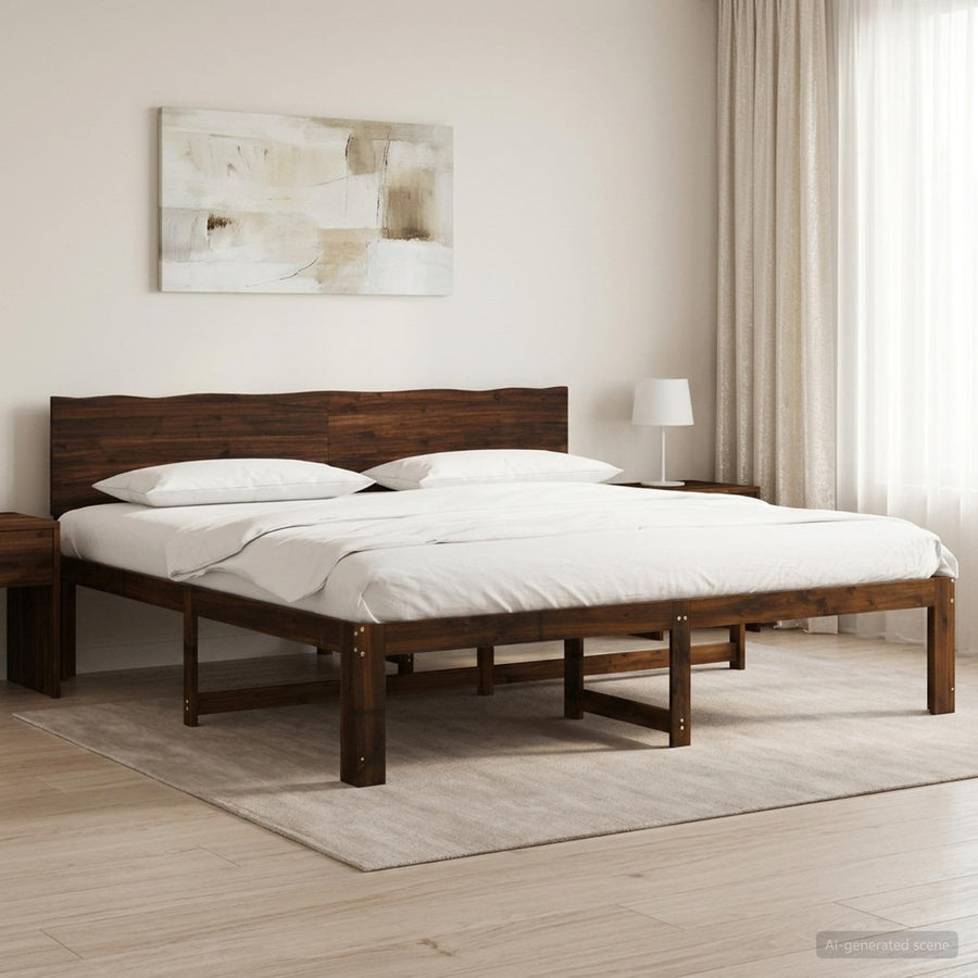 Tweepersoonsbed met hoofdeinde ROSTOCK Donkerbruin 200 x 200 cm