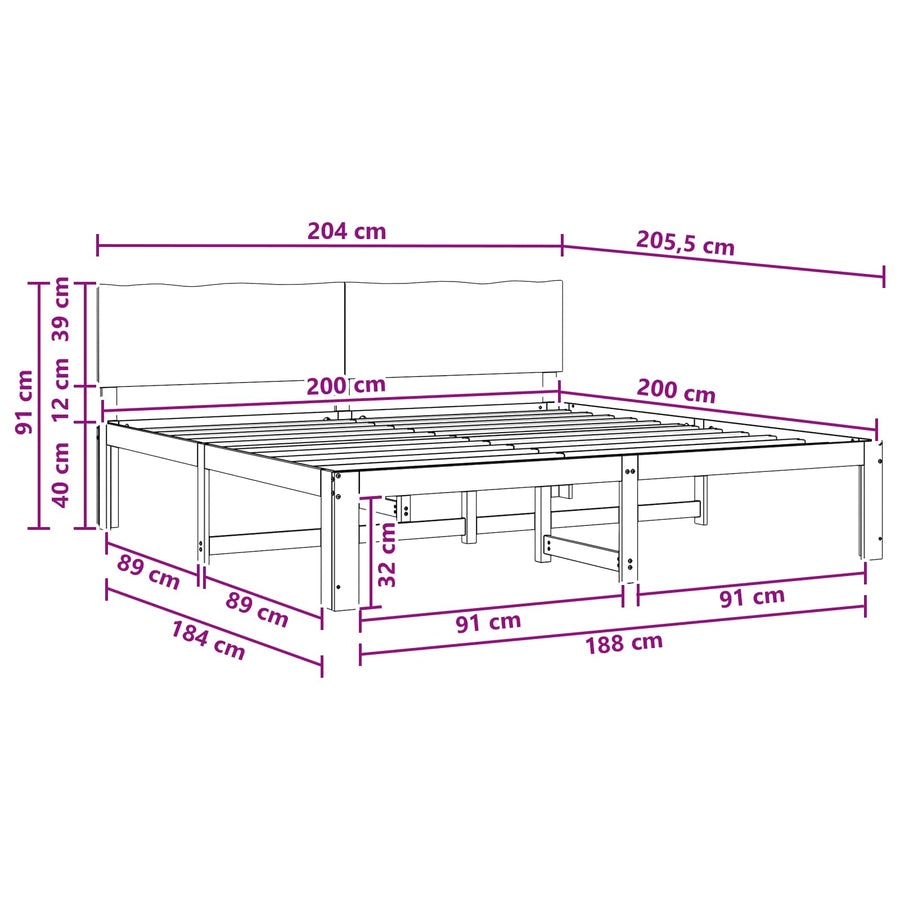 Tweepersoonsbed met hoofdeinde ROSTOCK Donkerbruin 200 x 200 cm