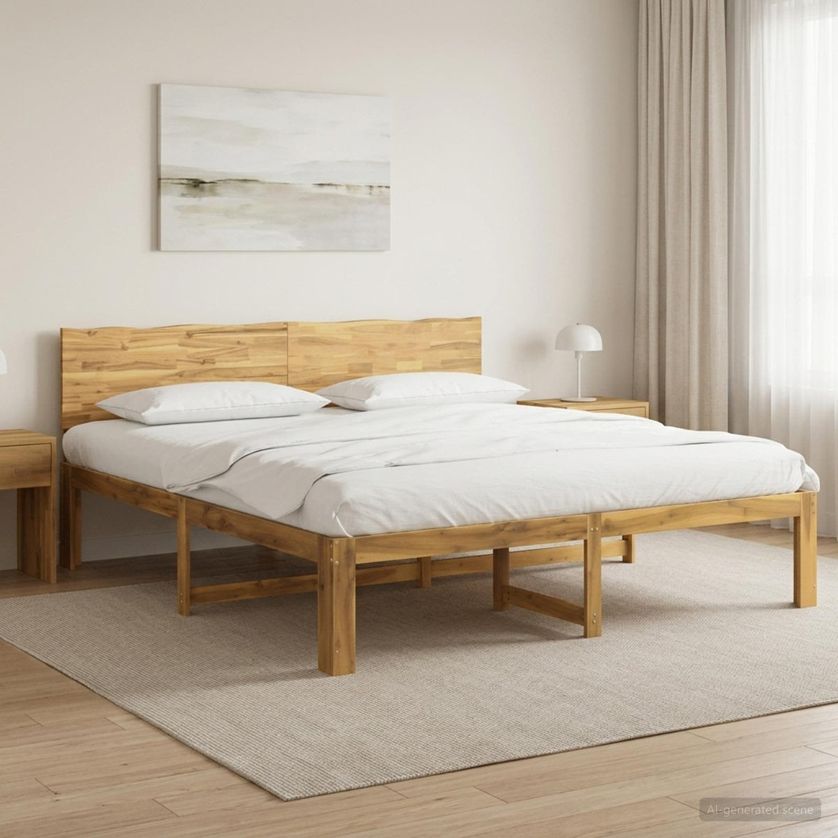 Tweepersoonsbed met hoofdeinde ROSTOCK Wit 200 x 200 cm