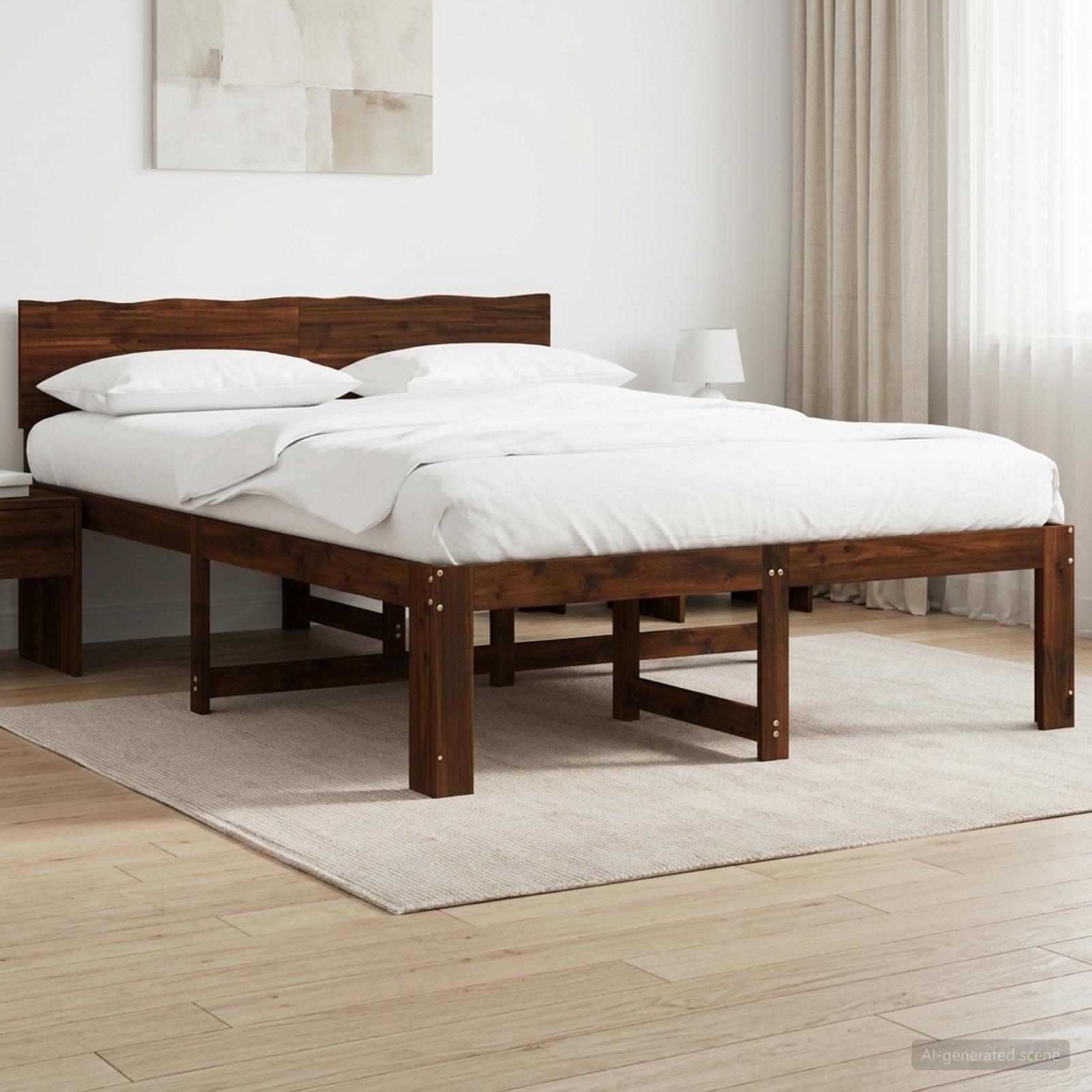 Tweepersoonsbed met hoofdeinde ROSTOCK Donkerbruin 150 x 200 cm