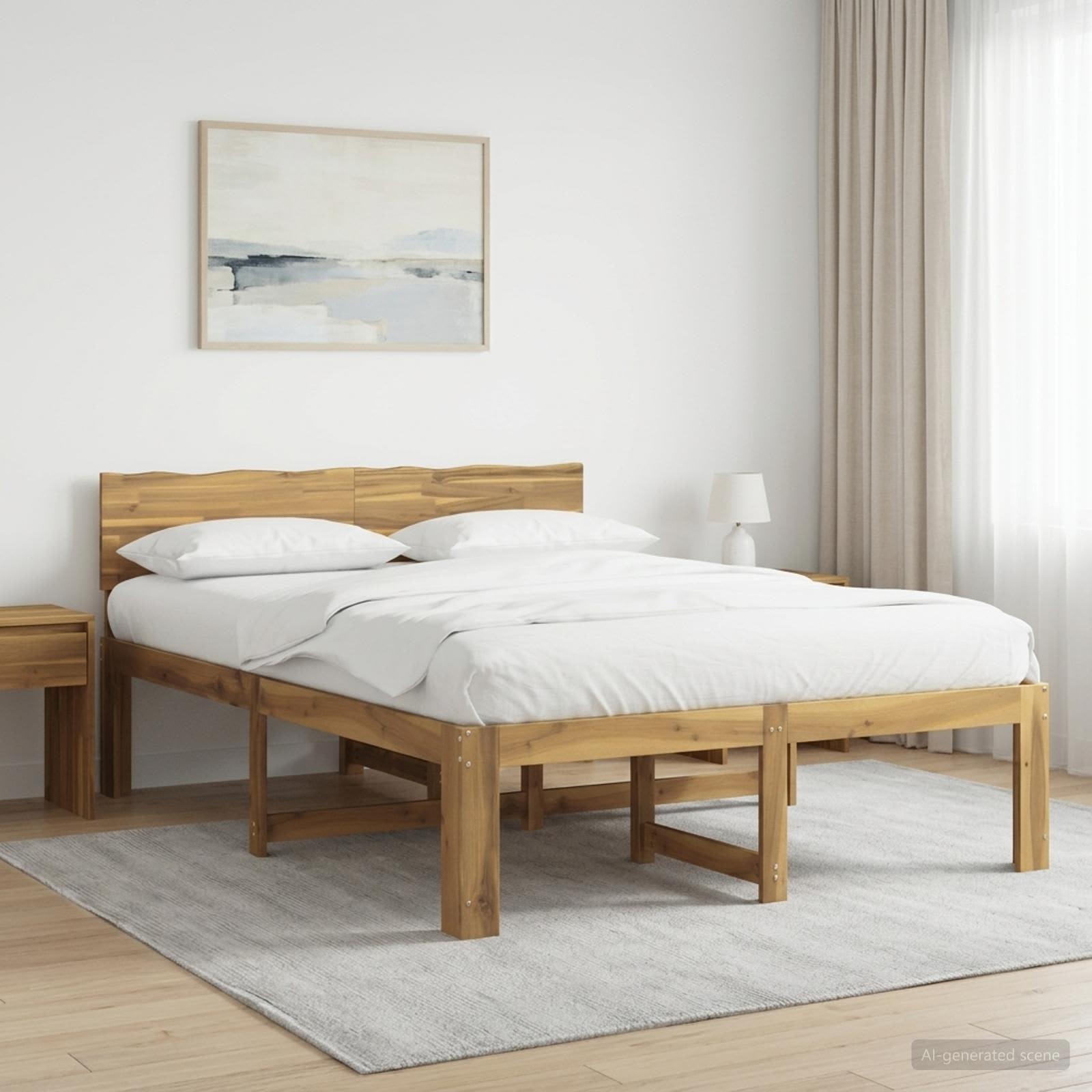 Tweepersoonsbed met hoofdeinde ROSTOCK Wit 150 x 200 cm
