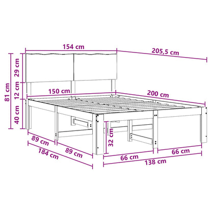 Tweepersoonsbed met hoofdeinde ROSTOCK Wit 150 x 200 cm