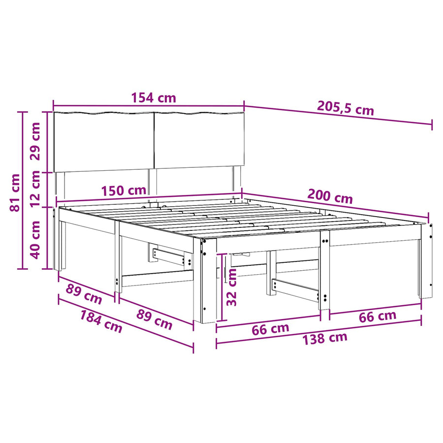 Tweepersoonsbed met hoofdeinde ROSTOCK Wit 150 x 200 cm