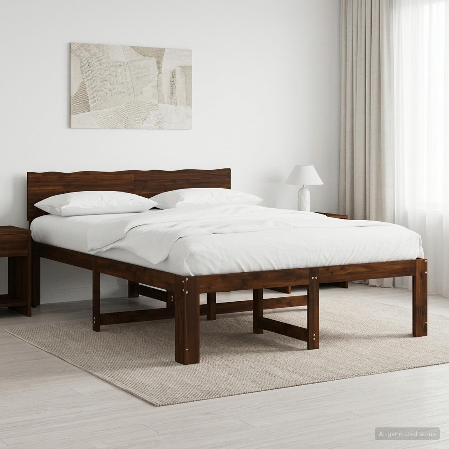 Tweepersoonsbed met hoofdeinde ROSTOCK Donkerbruin 160 x 200 cm