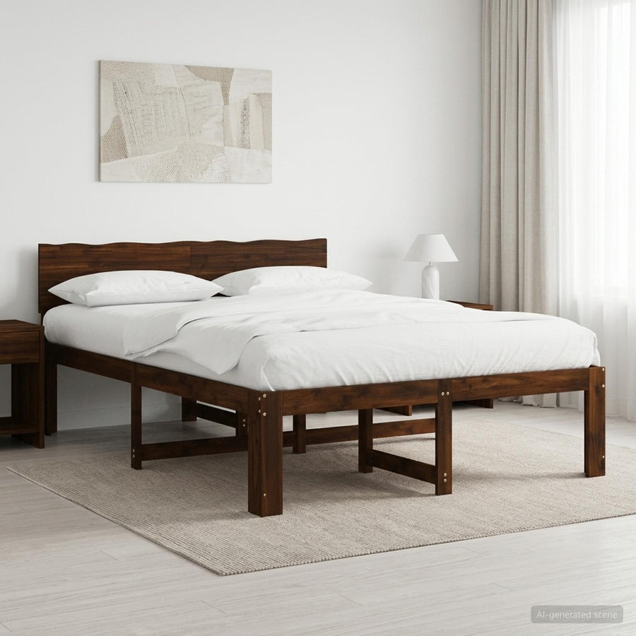Tweepersoonsbed met hoofdeinde ROSTOCK Donkerbruin 160 x 200 cm
