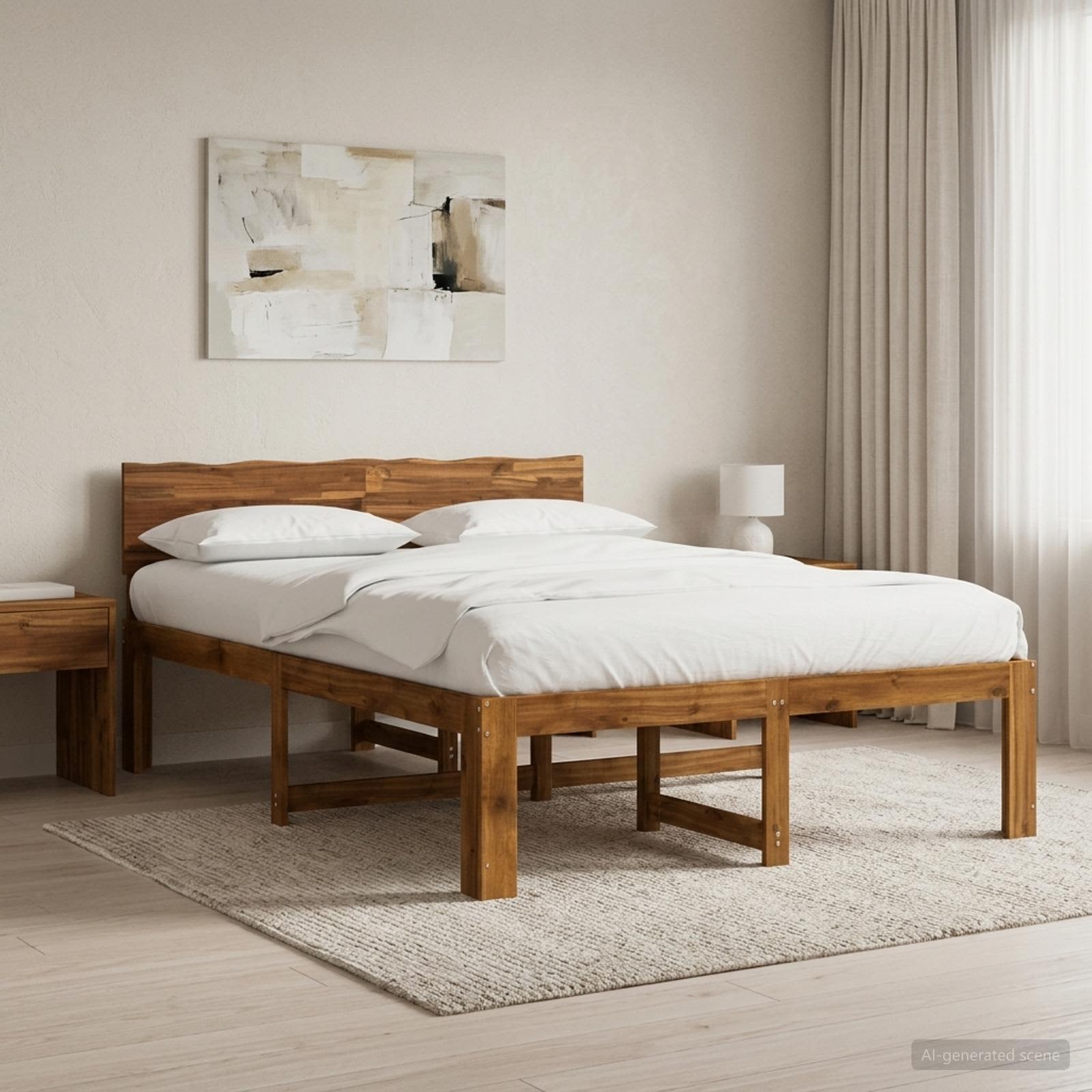 Tweepersoonsbed met hoofdeinde ROSTOCK Naturel 160 x 200 cm