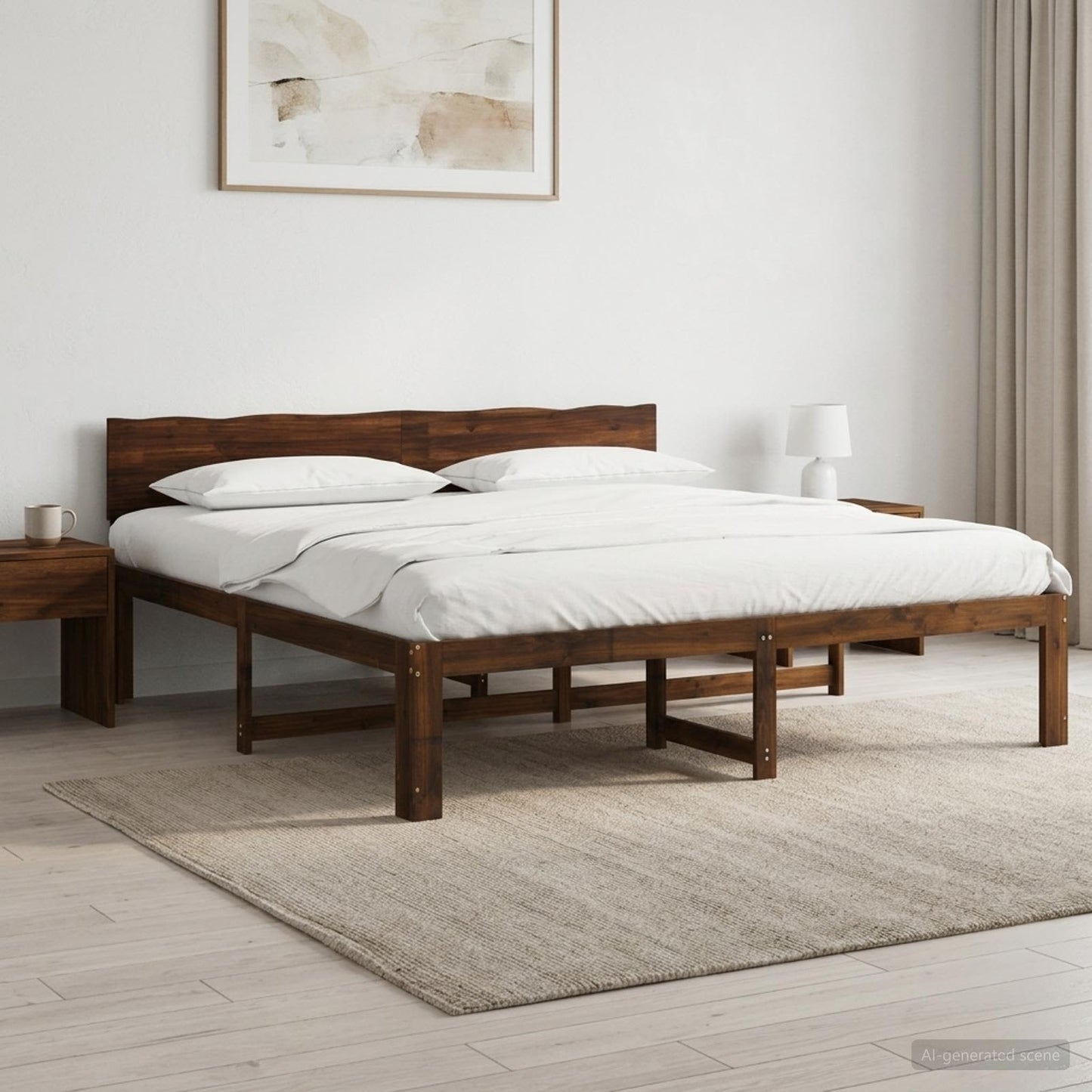 Tweepersoonsbed met hoofdeinde ROSTOCK Donkerbruin 180 x 200 cm