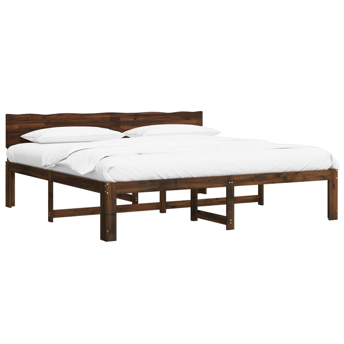 Tweepersoonsbed met hoofdeinde ROSTOCK Donkerbruin 200 x 200 cm