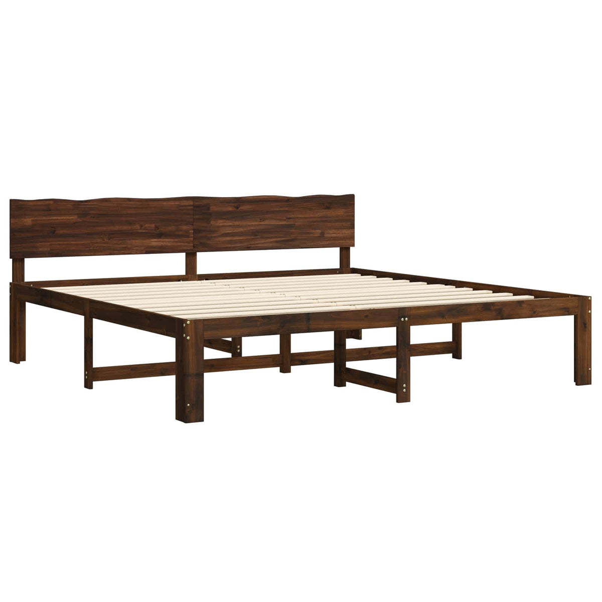 Tweepersoonsbed met hoofdeinde ROSTOCK Donkerbruin 200 x 200 cm