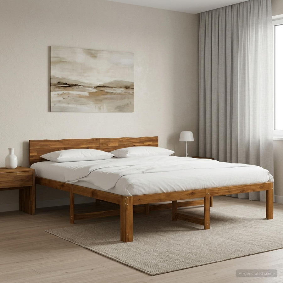 Tweepersoonsbed met hoofdeinde ROSTOCK Naturel 200 x 200 cm