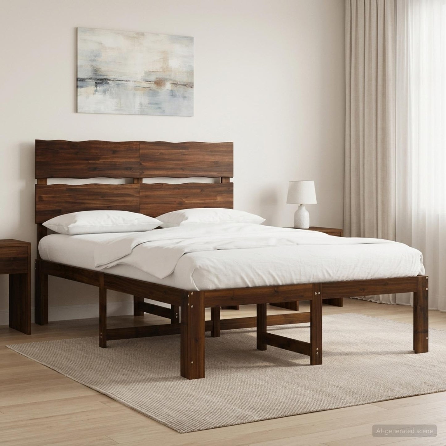 Tweepersoonsbed met hoofdeinde ROSTOCK Donkerbruin 120 x 190 cm
