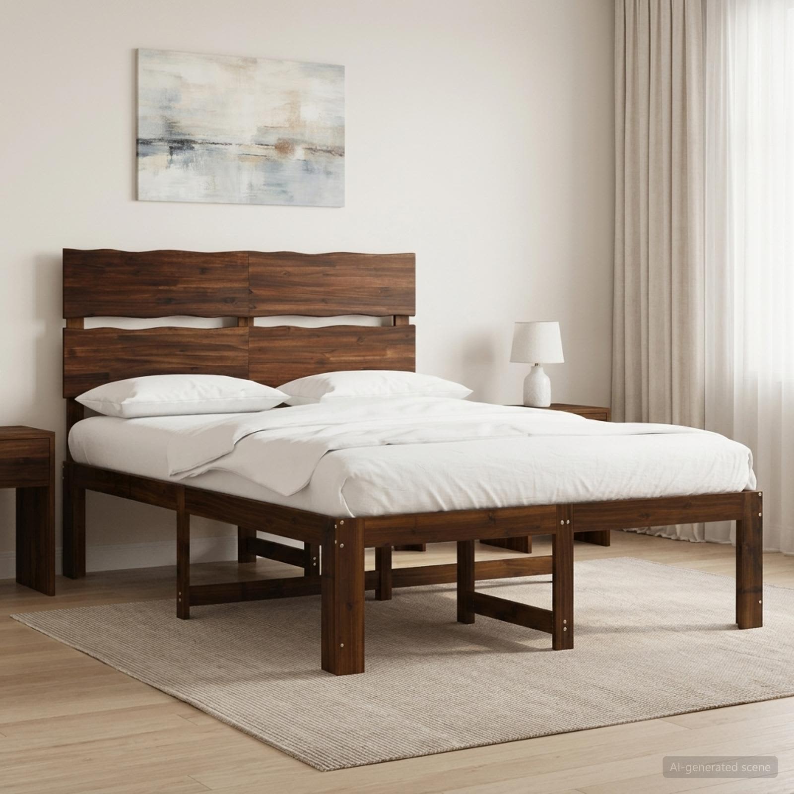 Tweepersoonsbed met hoofdeinde ROSTOCK Donkerbruin 120 x 190 cm