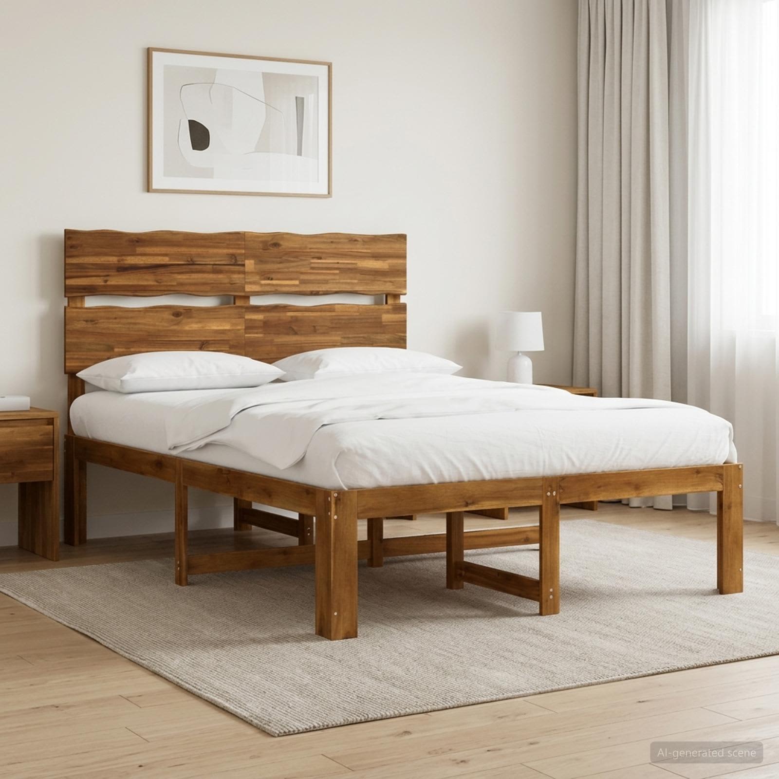 Tweepersoonsbed met hoofdeinde ROSTOCK Naturel 120 x 190 cm