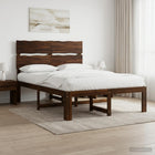 Bedframe massief acaciahout donkerbruin 135x190 cm