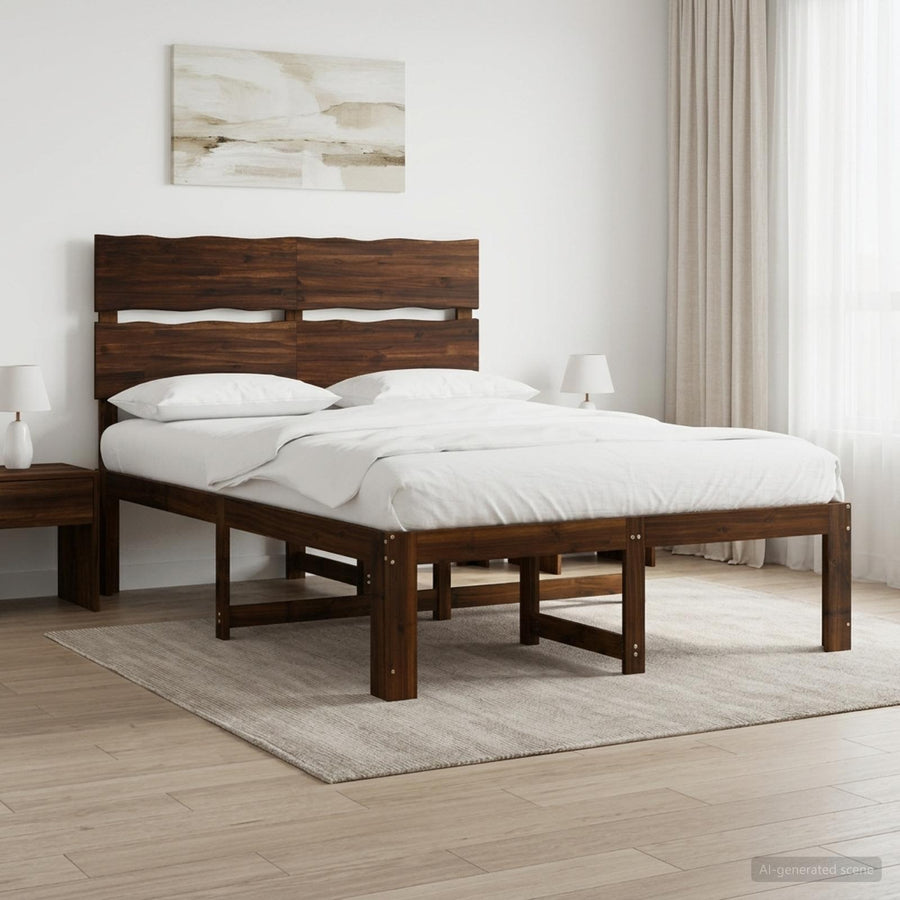 Tweepersoonsbed met hoofdeinde ROSTOCK Donkerbruin 135 x 190 cm