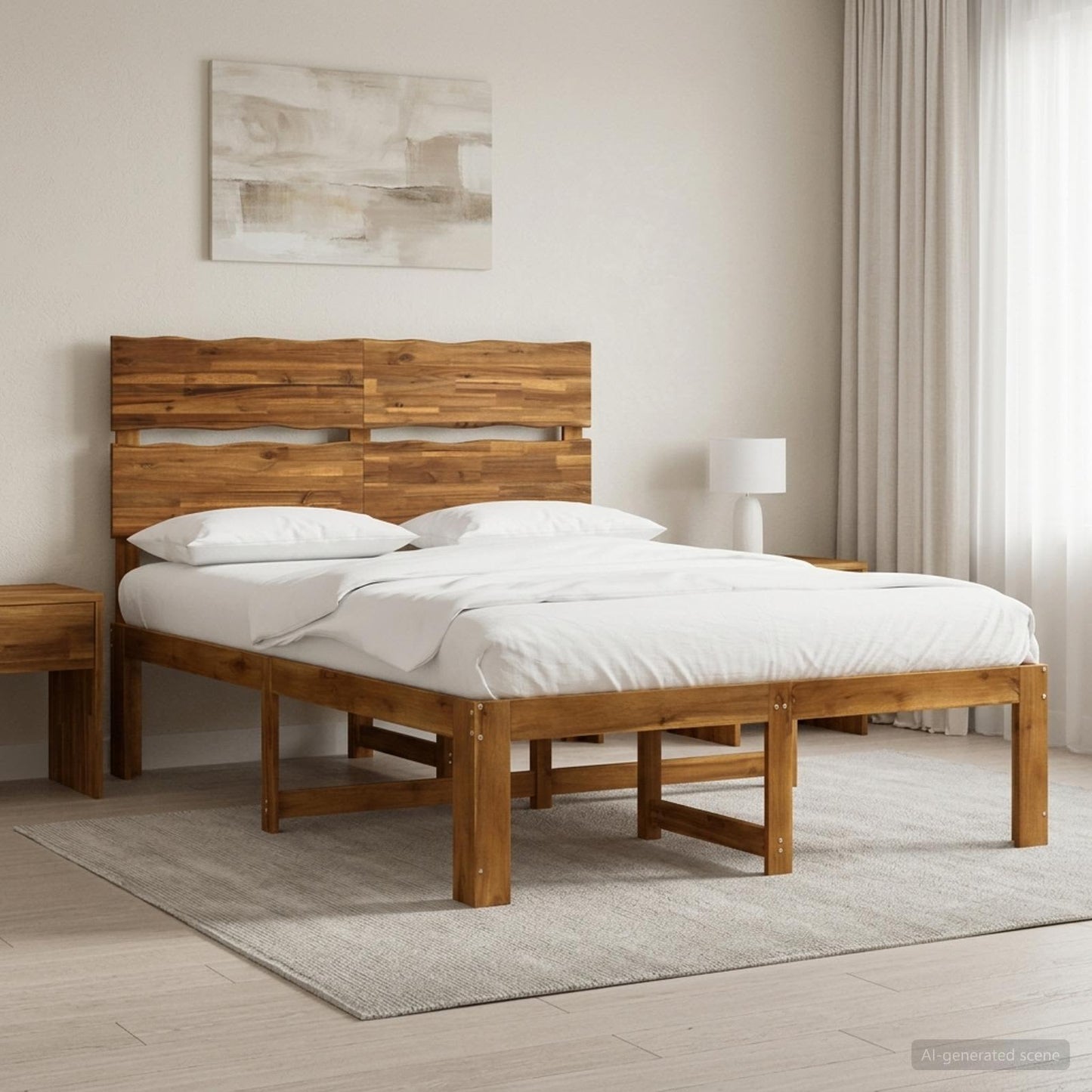 Tweepersoonsbed met hoofdeinde ROSTOCK Naturel 135 x 190 cm