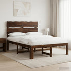 Tweepersoonsbed massief acaciahout donkerbruin 140x190 cm