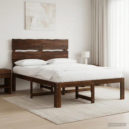 Tweepersoonsbed met hoofdeinde ROSTOCK Donkerbruin 140 x 190 cm