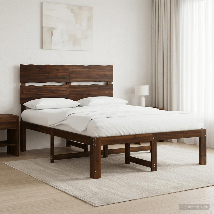 Tweepersoonsbed met hoofdeinde ROSTOCK Donkerbruin 140 x 190 cm