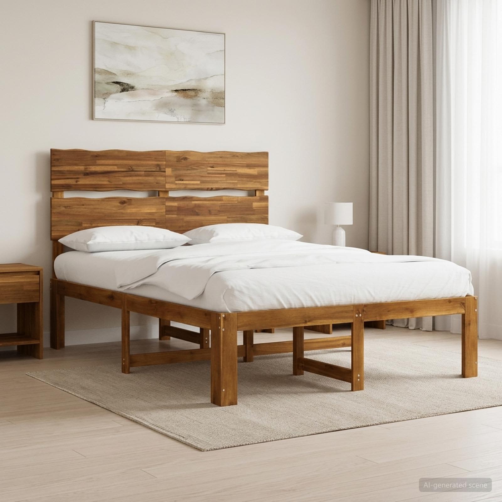 Tweepersoonsbed met hoofdeinde ROSTOCK Naturel 140 x 190 cm