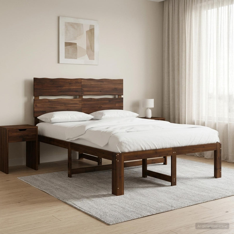 Tweepersoonsbed met hoofdeinde ROSTOCK Donkerbruin 120 x 200 cm