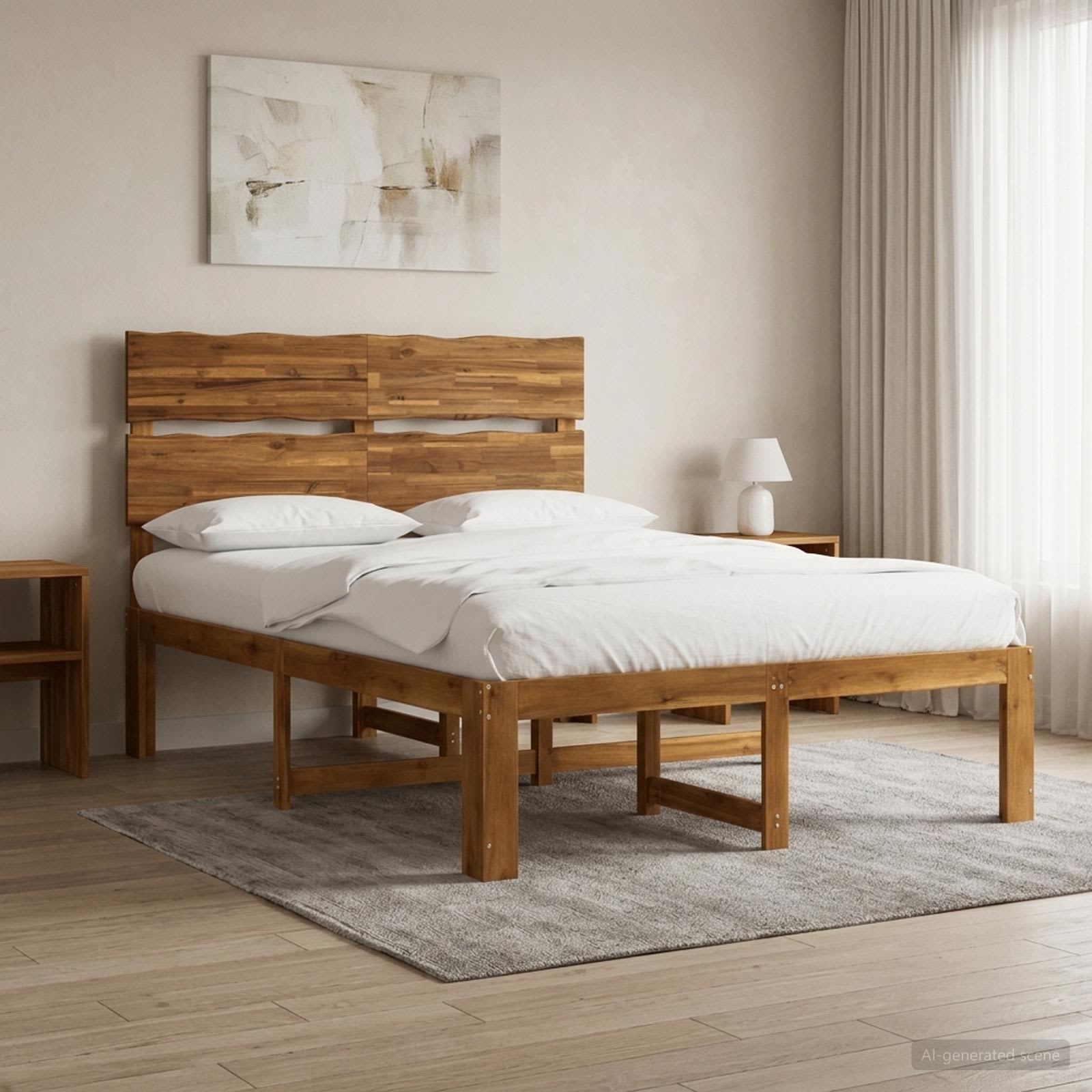 Tweepersoonsbed met hoofdeinde ROSTOCK Naturel 120 x 200 cm