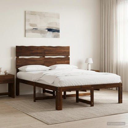 Tweepersoonsbed met hoofdeinde ROSTOCK Donkerbruin 140 x 200 cm