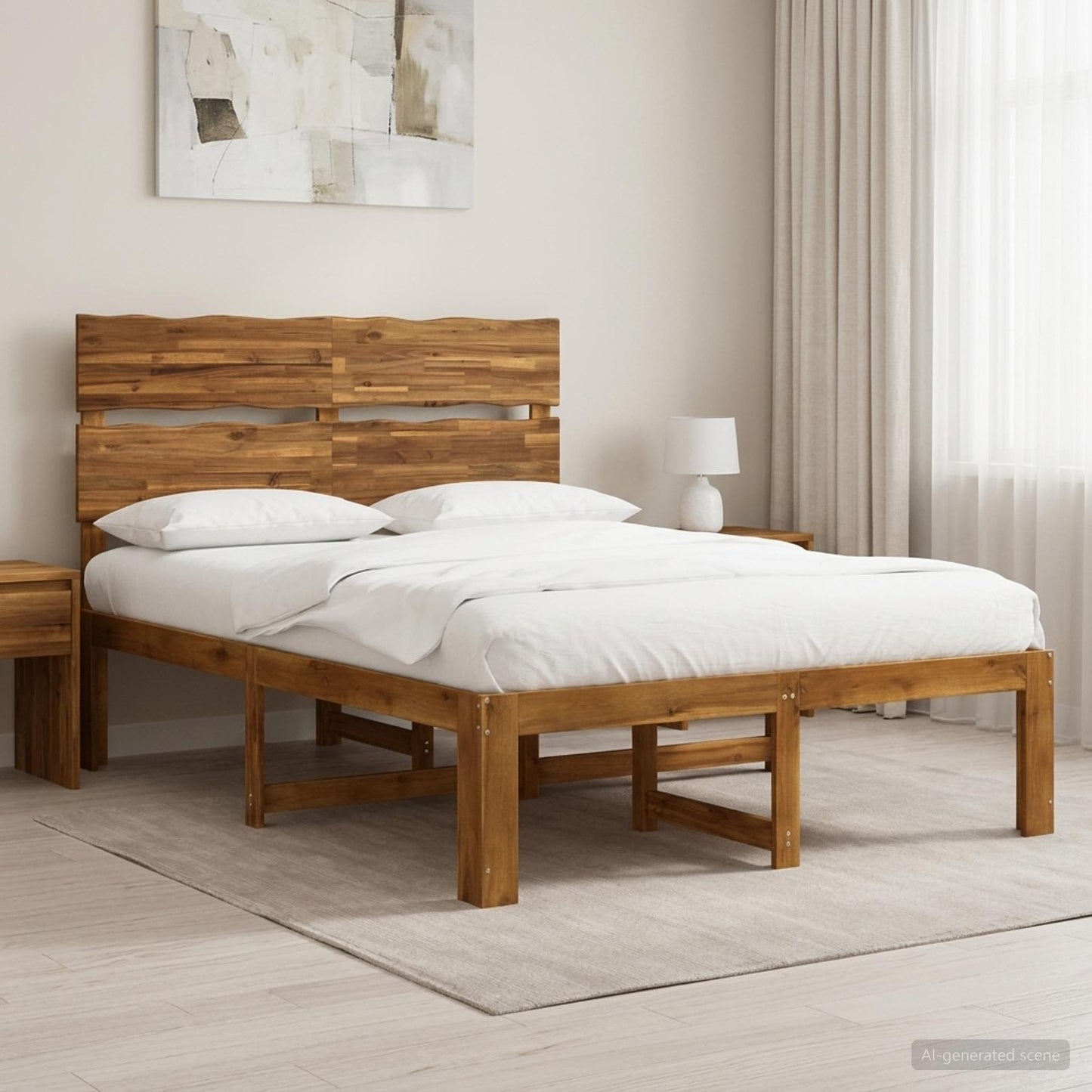 Tweepersoonsbed met hoofdeinde ROSTOCK Naturel 140 x 200 cm