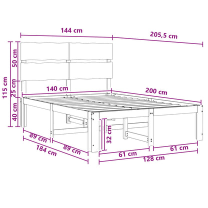 Tweepersoonsbed met hoofdeinde ROSTOCK Wit 140 x 200 cm