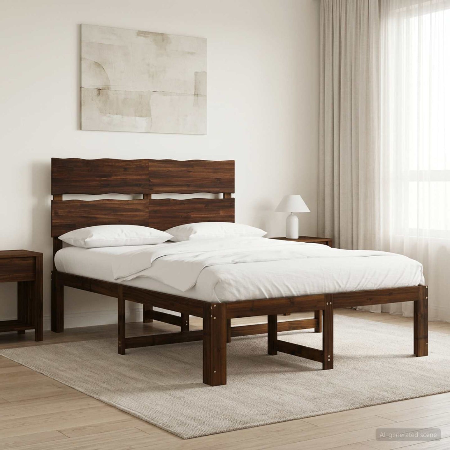 Tweepersoonsbed met hoofdeinde ROSTOCK Donkerbruin 150 x 200 cm