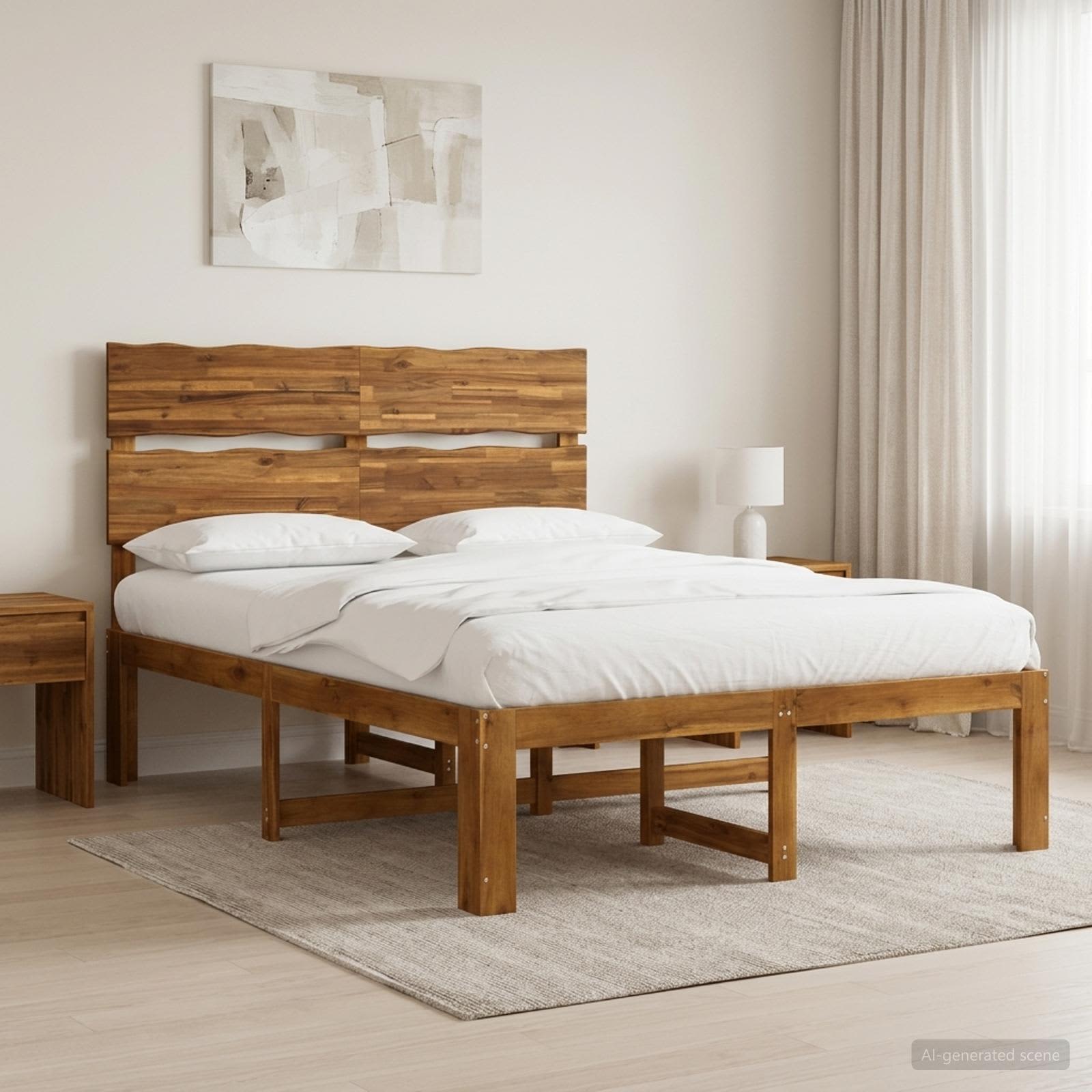Tweepersoonsbed met hoofdeinde ROSTOCK Naturel 150 x 200 cm