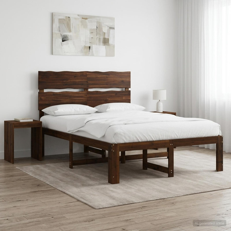 Tweepersoonsbed met hoofdeinde ROSTOCK Donkerbruin 160 x 200 cm