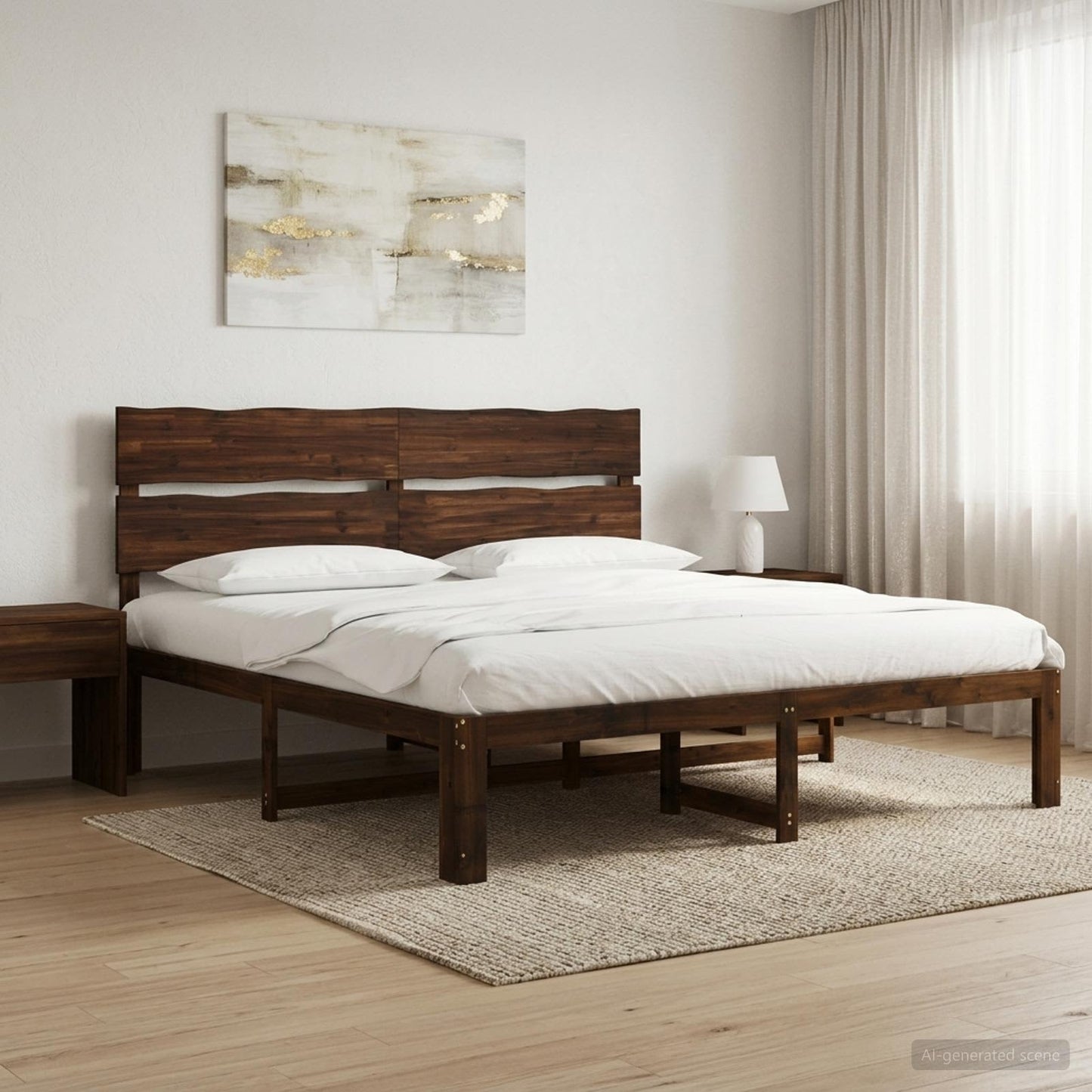 Tweepersoonsbed met hoofdeinde ROSTOCK Donkerbruin 180 x 200 cm
