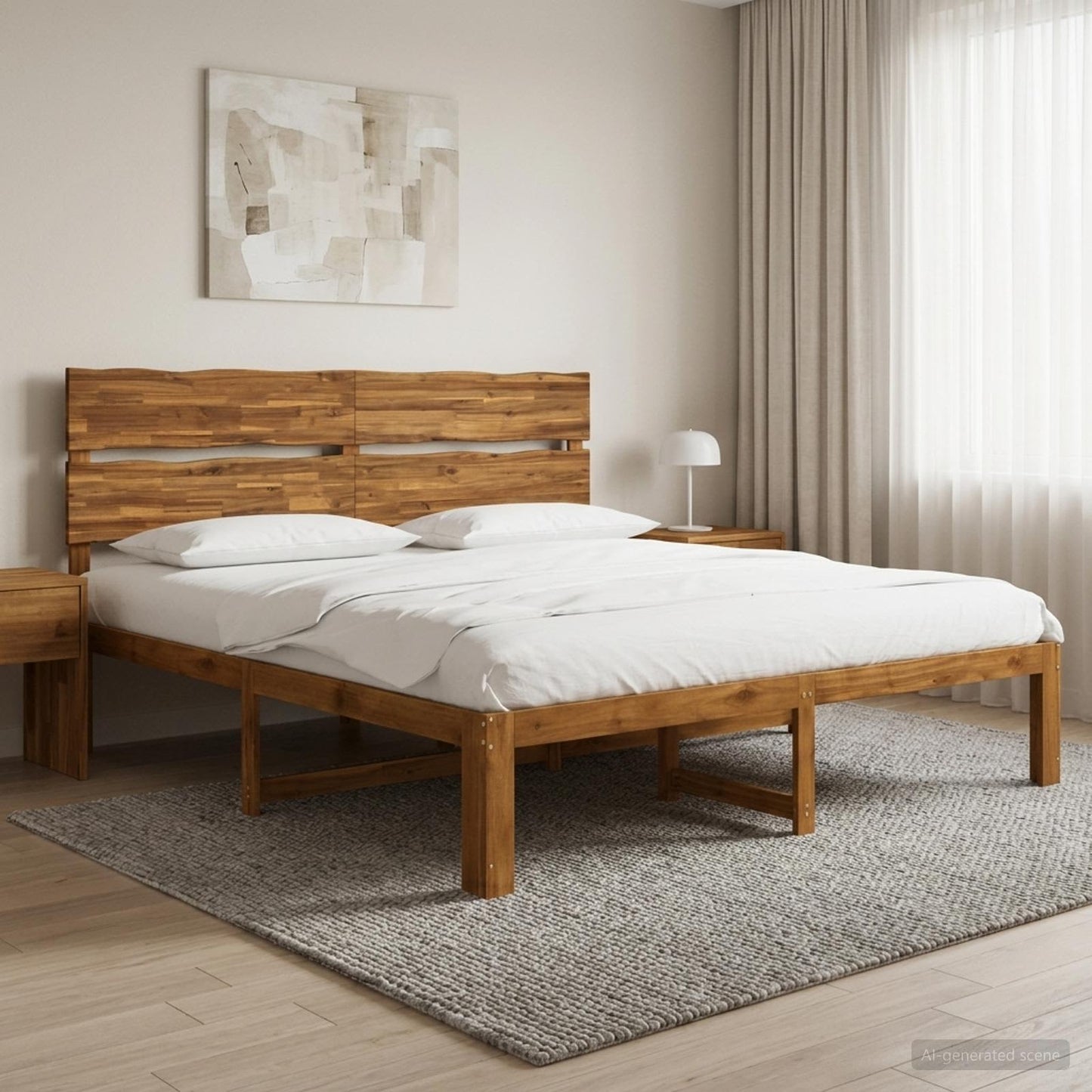 Tweepersoonsbed met hoofdeinde ROSTOCK Naturel 180 x 200 cm