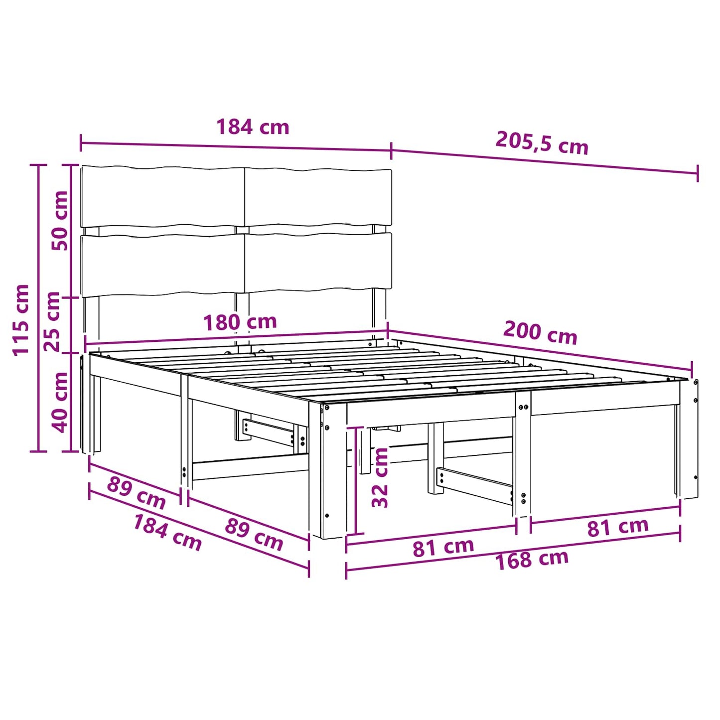 Tweepersoonsbed met hoofdeinde ROSTOCK Naturel 180 x 200 cm