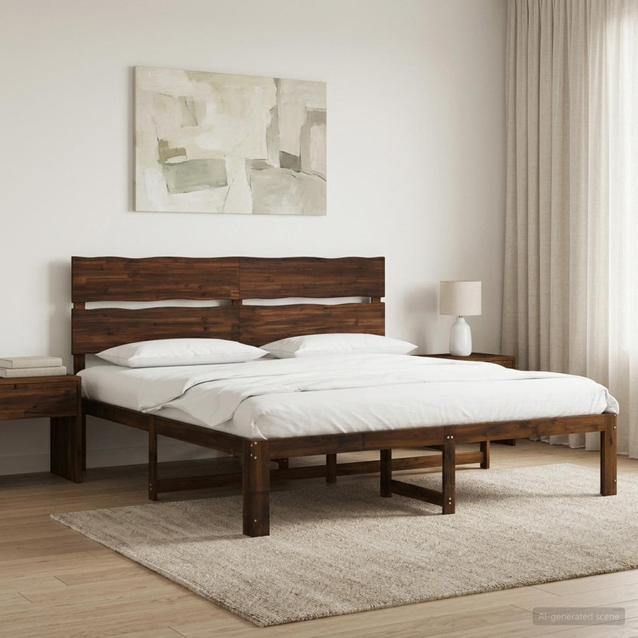 Tweepersoonsbed met hoofdeinde ROSTOCK Donkerbruin 200 x 200 cm