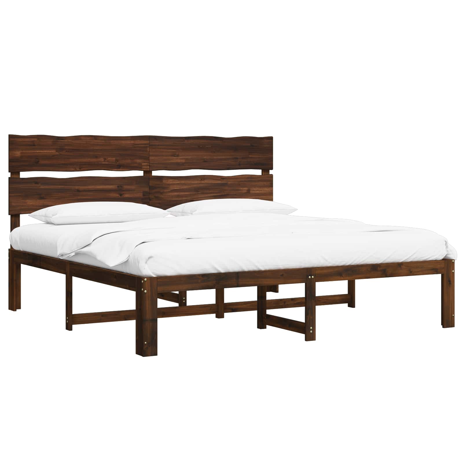 Tweepersoonsbed met hoofdeinde ROSTOCK Donkerbruin 200 x 200 cm