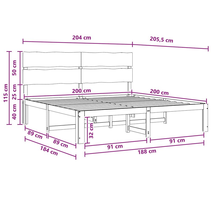 Tweepersoonsbed met hoofdeinde ROSTOCK Donkerbruin 200 x 200 cm